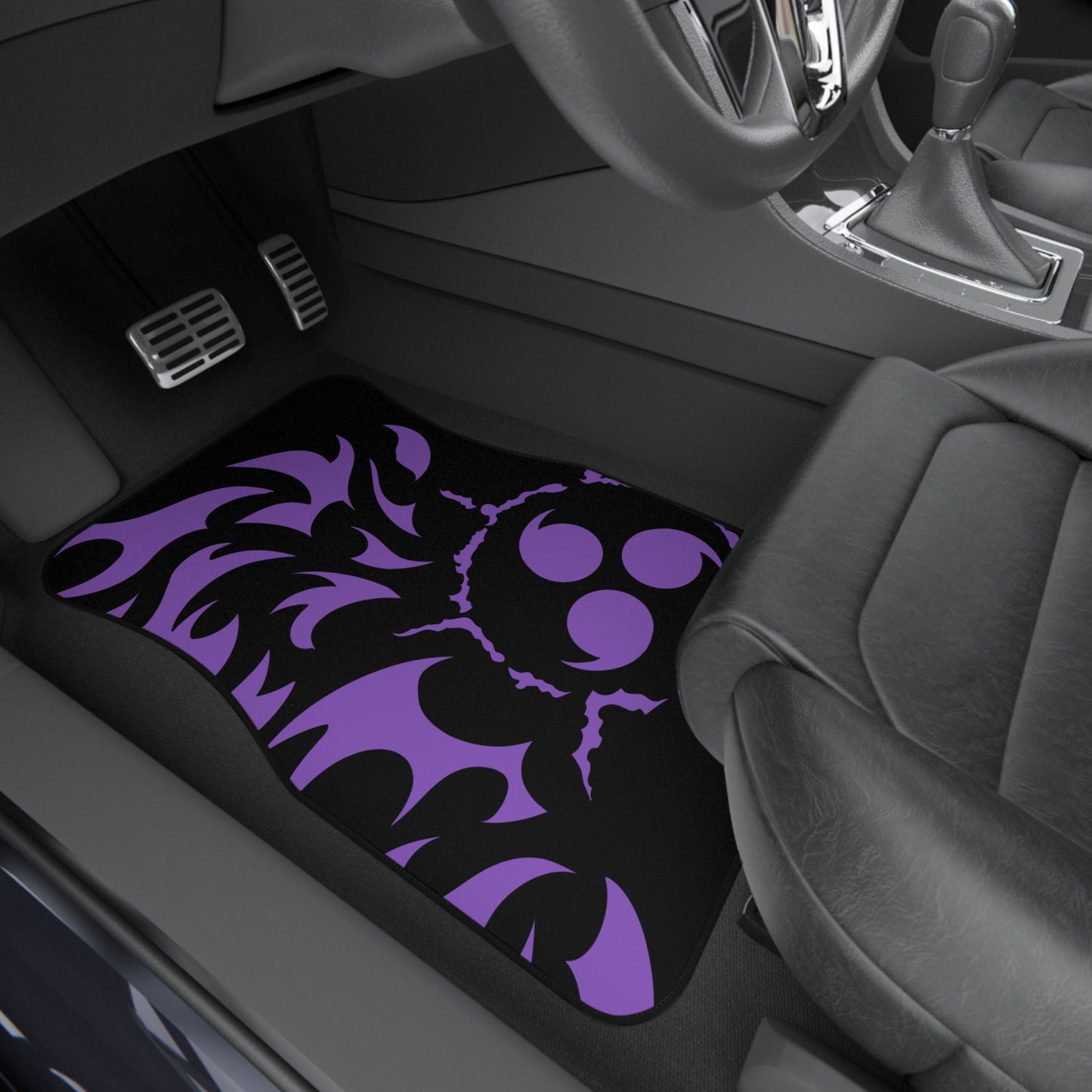 Anime Car Carpet Mat 2pcs Set Black CursedMark
