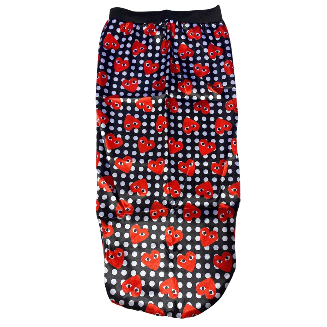 Black Red Hearts Long Bonnet