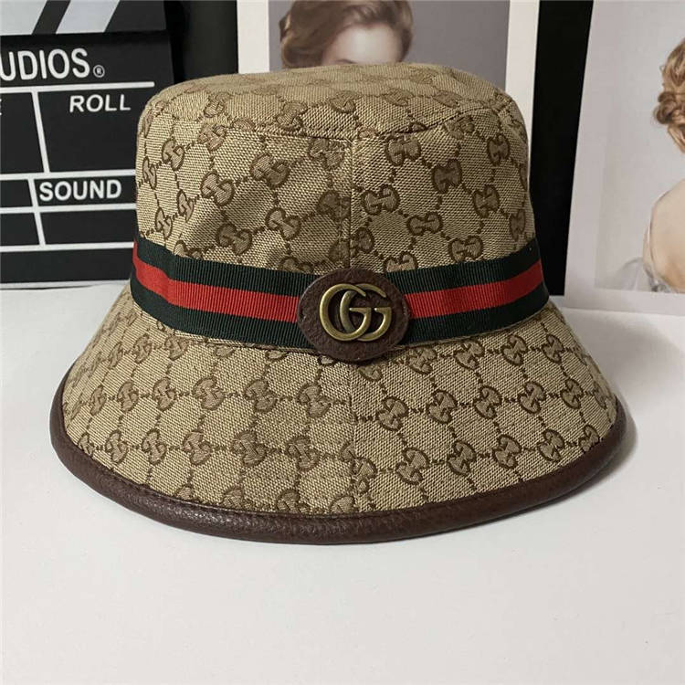 Green/Red Striped GG Design Bucket Hat