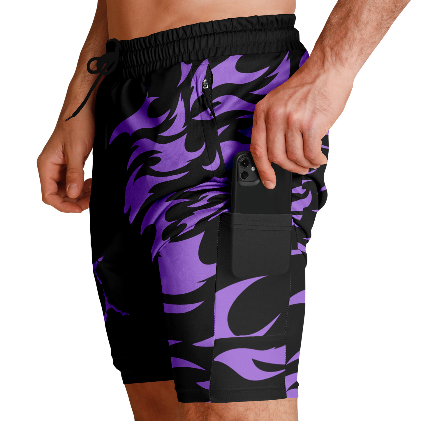 Curse Mark Purple Men's 2-in-1 Shorts - AOP