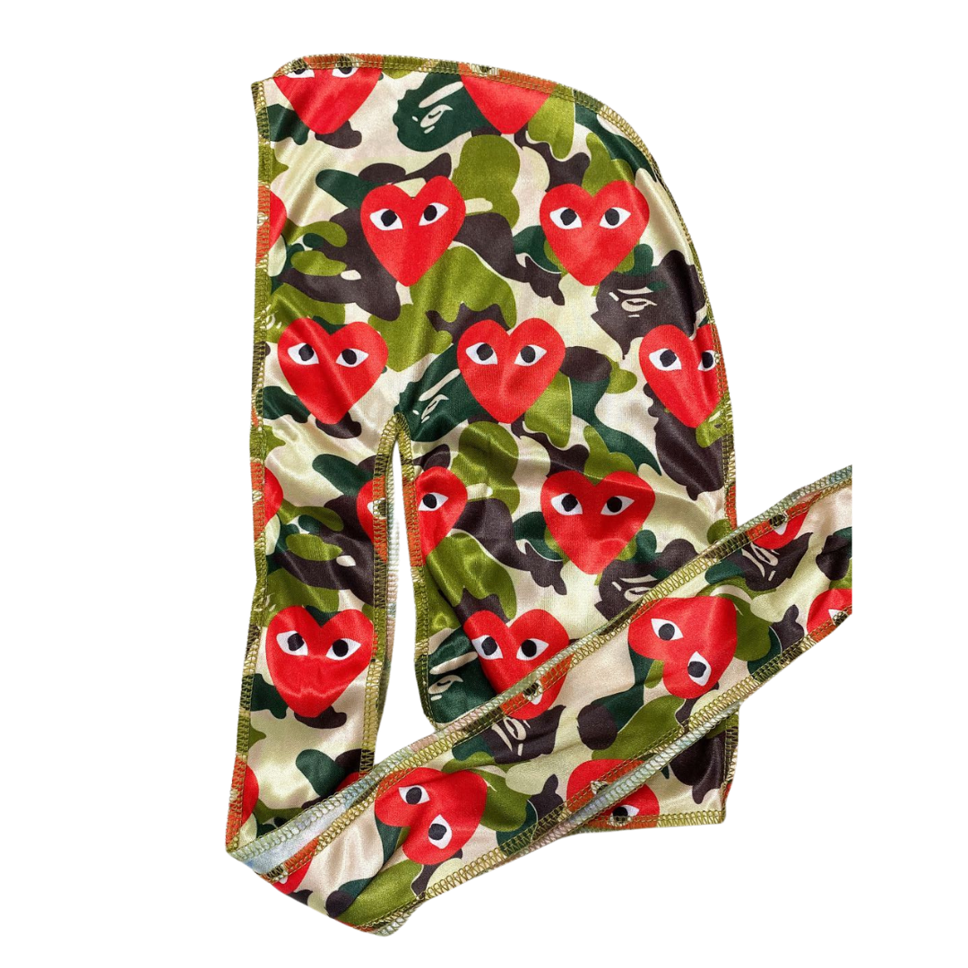 Camo Red Hearts Durag for kids