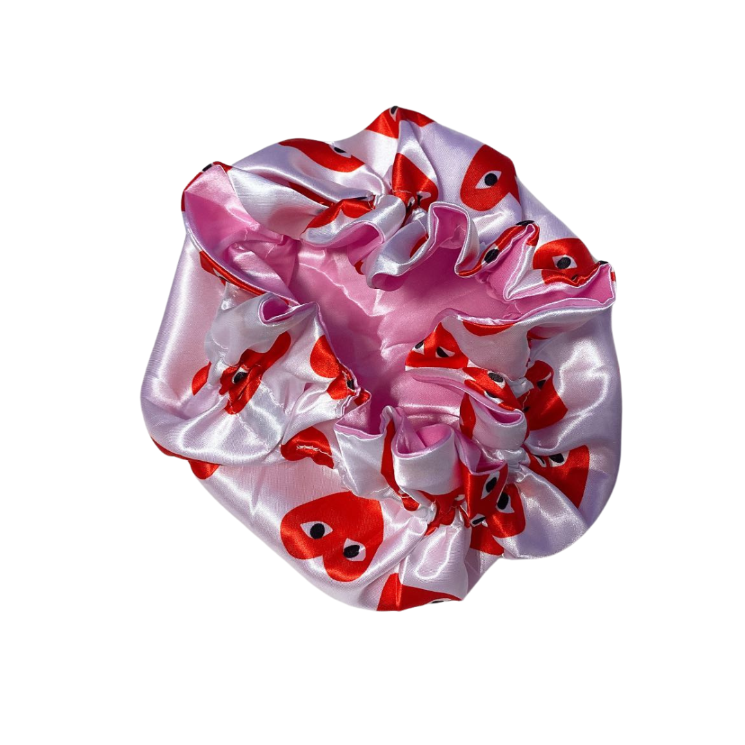 White Red Hearts Design Bonnet for kids