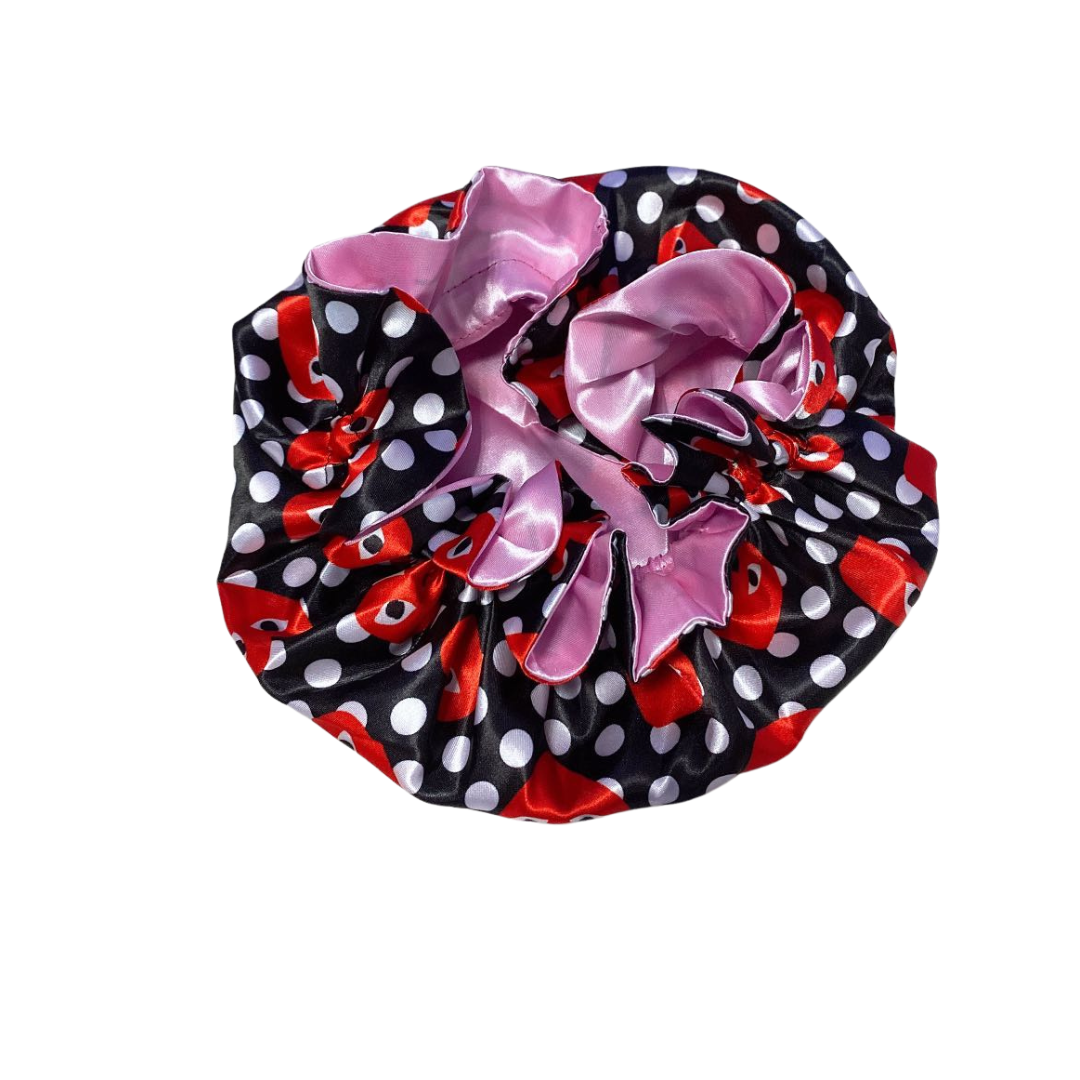 Black Red Hearts Design Bonnet for kids