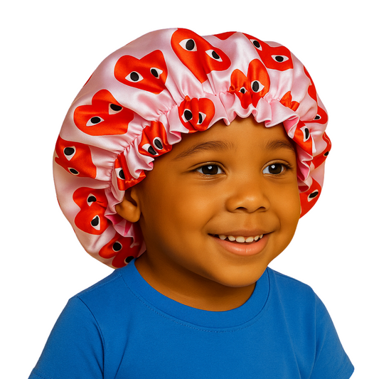 White Red Hearts Design Bonnet for kids