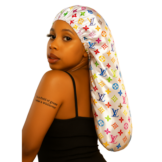 White Multi Color LLV Long Bonnet