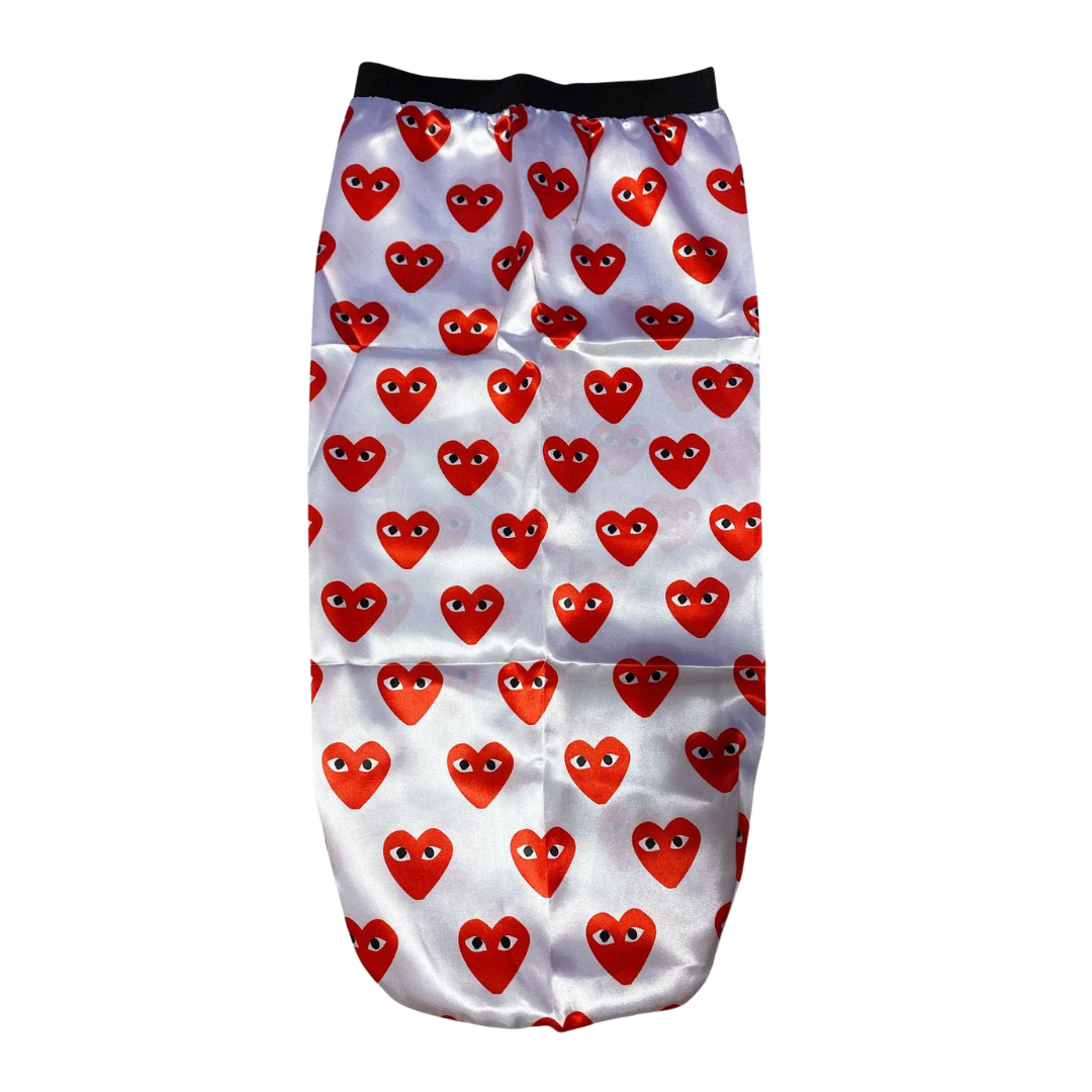 White Red Hearts Long Bonnet
