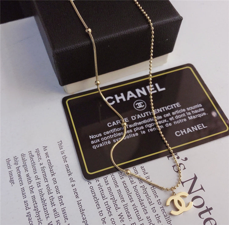 Gold CC Design Necklace