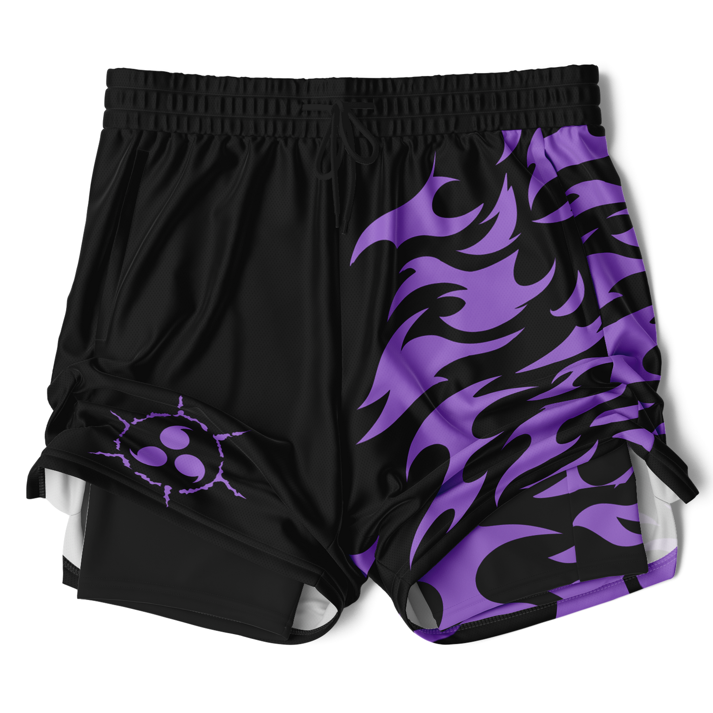 Curse Mark Purple Men's 2-in-1 Shorts - AOP