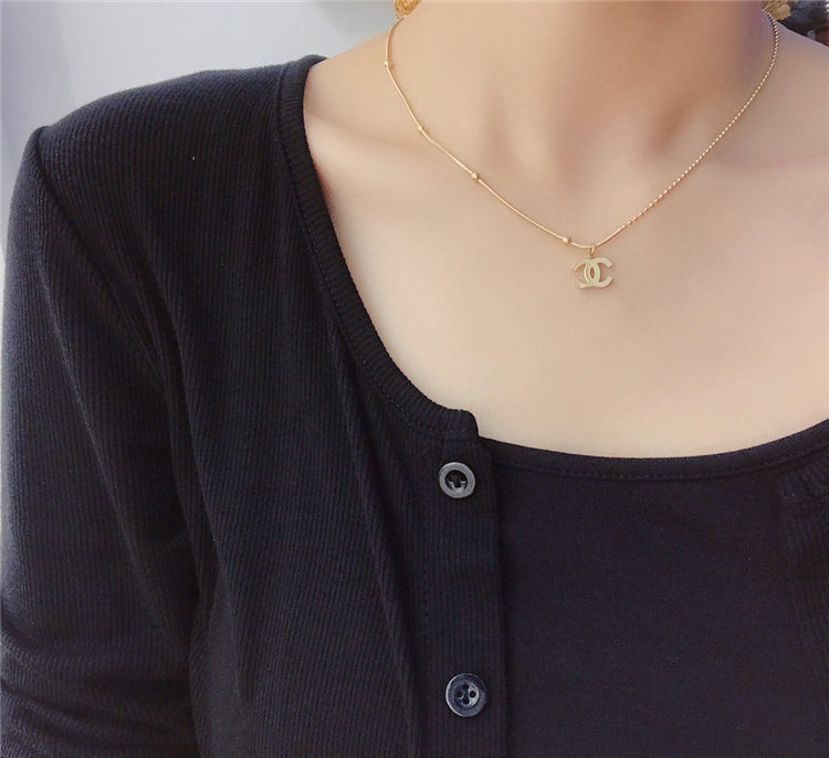 Gold CC Design Necklace