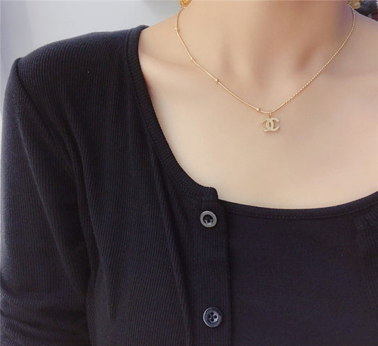 Gold CC Design Necklace