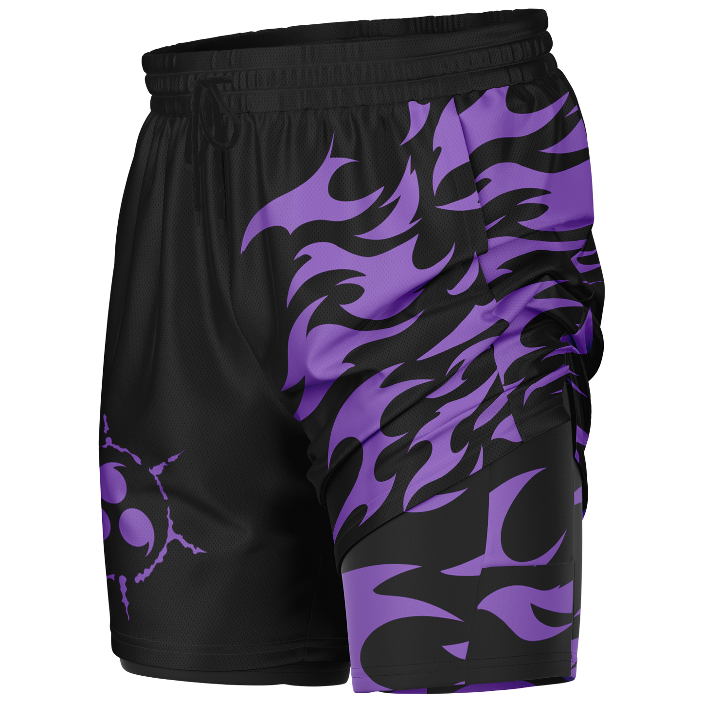 Curse Mark Purple Men's 2-in-1 Shorts - AOP