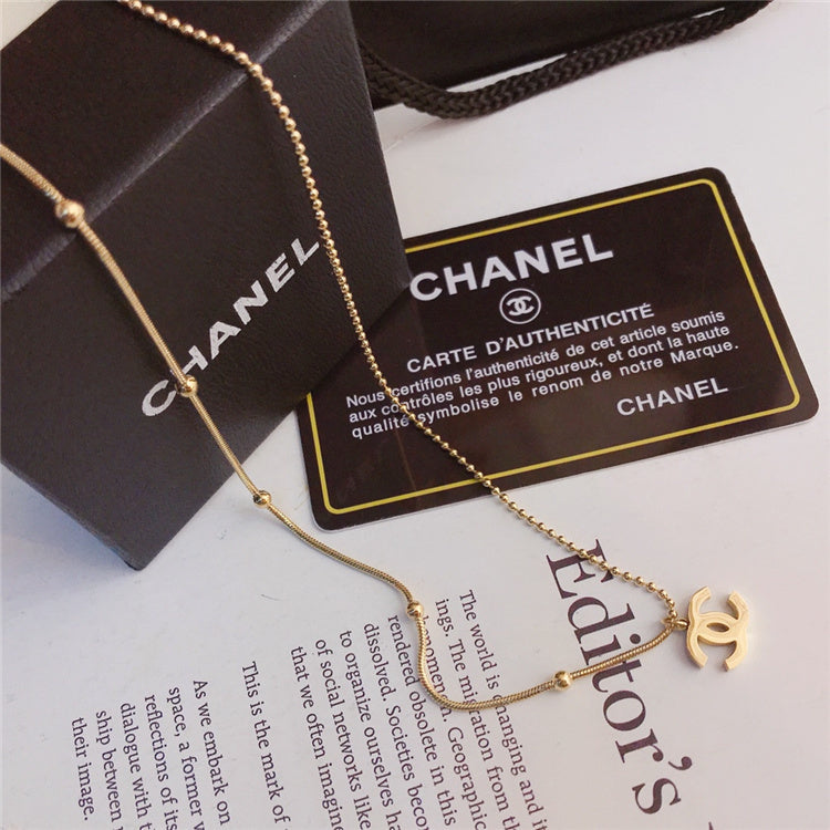 Gold CC Design Necklace