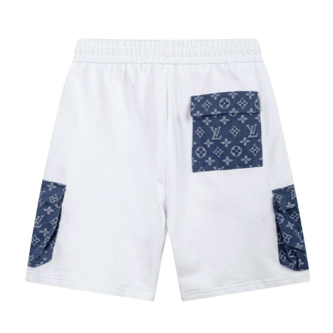 White LLV Shorts w/ Blue Pocket