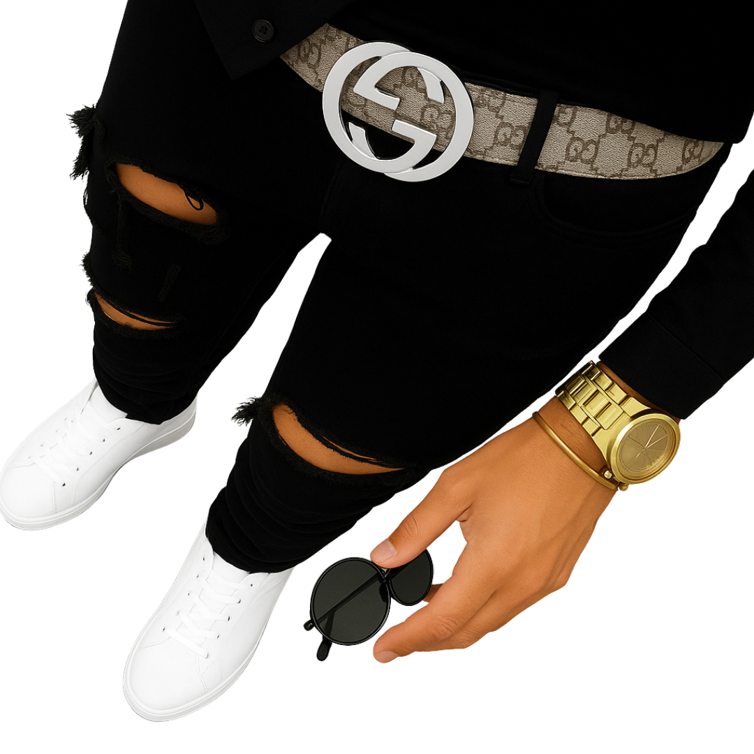 GG with White buckle design Belt