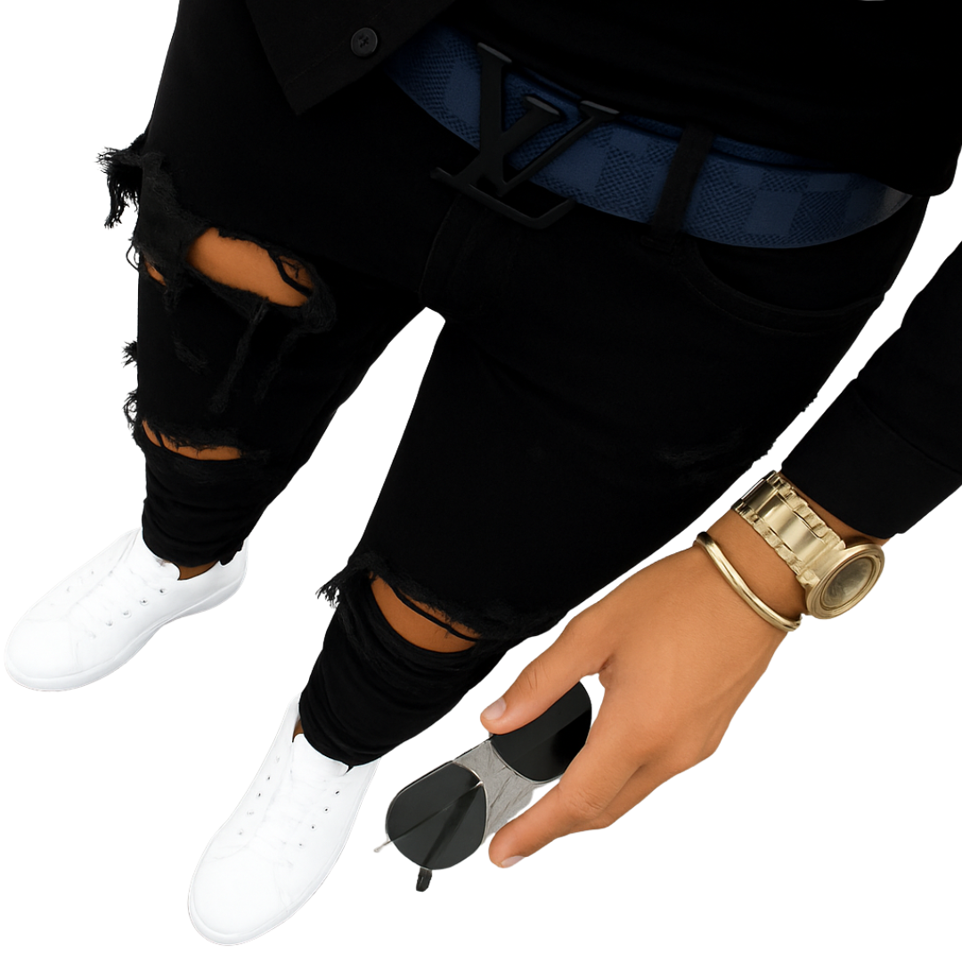 Blue on Black Checkered belt