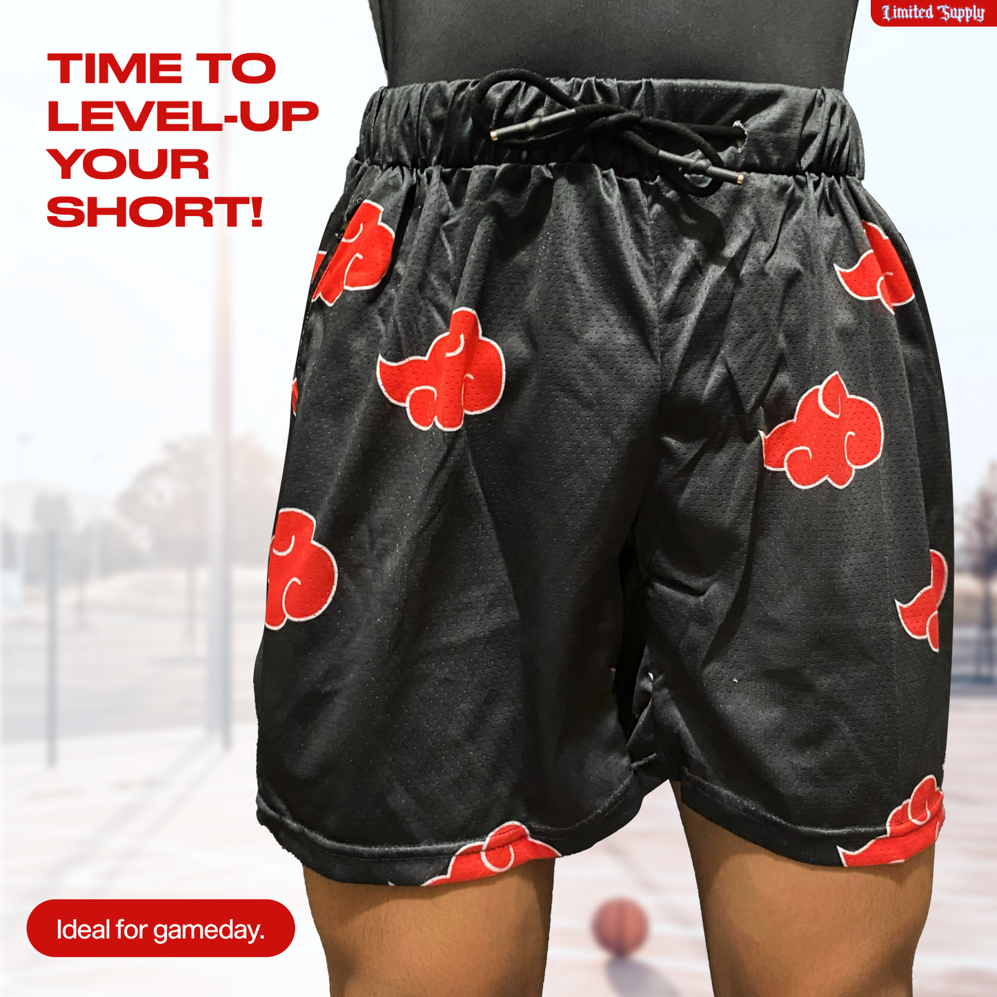 Red Cloud and Violet Gum Mesh Shorts
