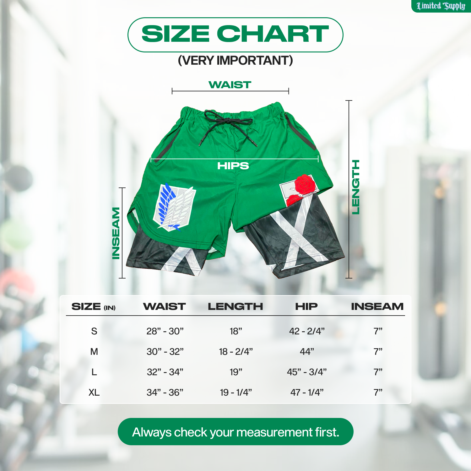 Green AOT Anime Shorts Crown Limited Supply