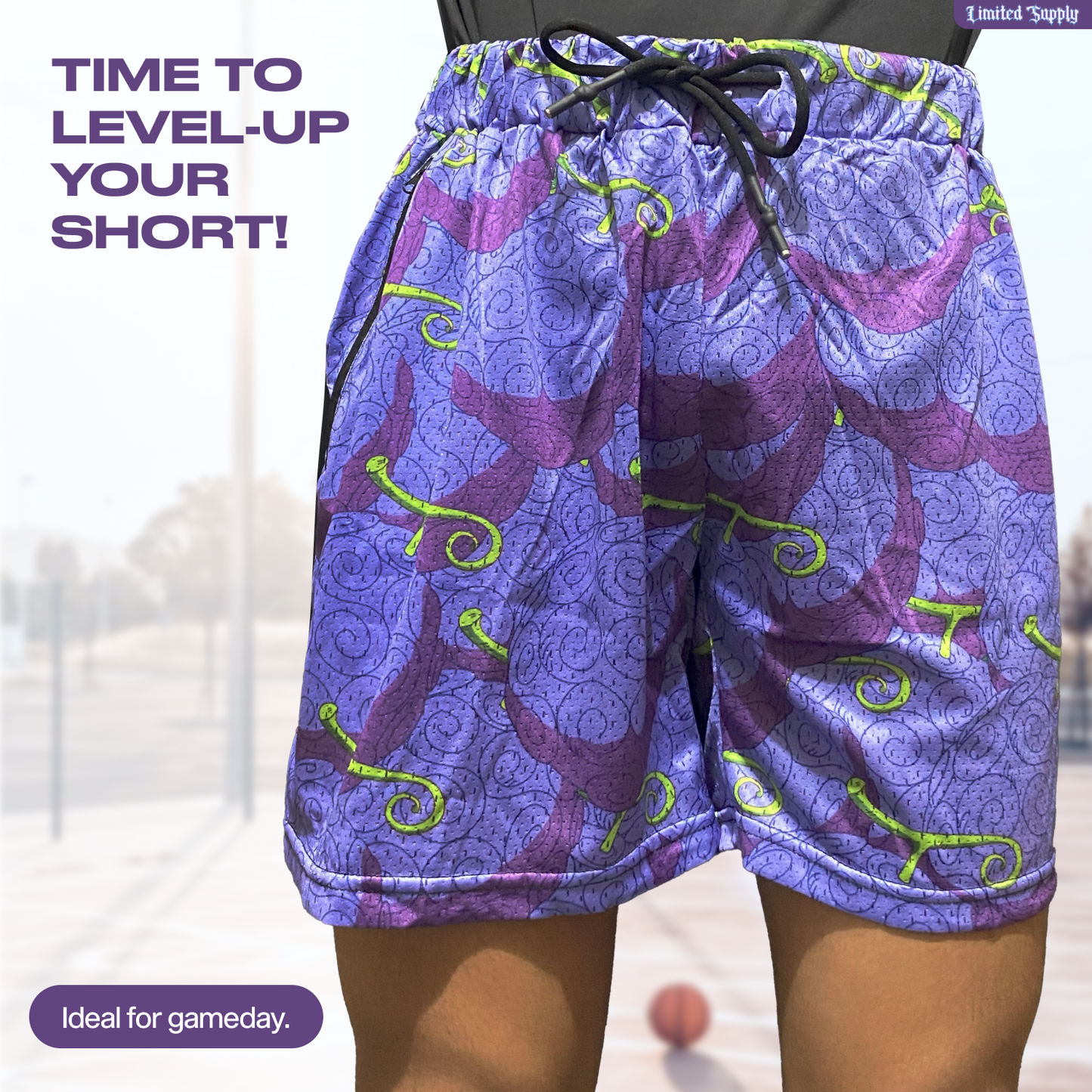 Red Cloud and Violet Gum Mesh Shorts