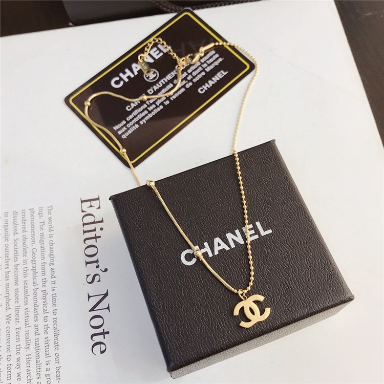 Gold CC Design Necklace