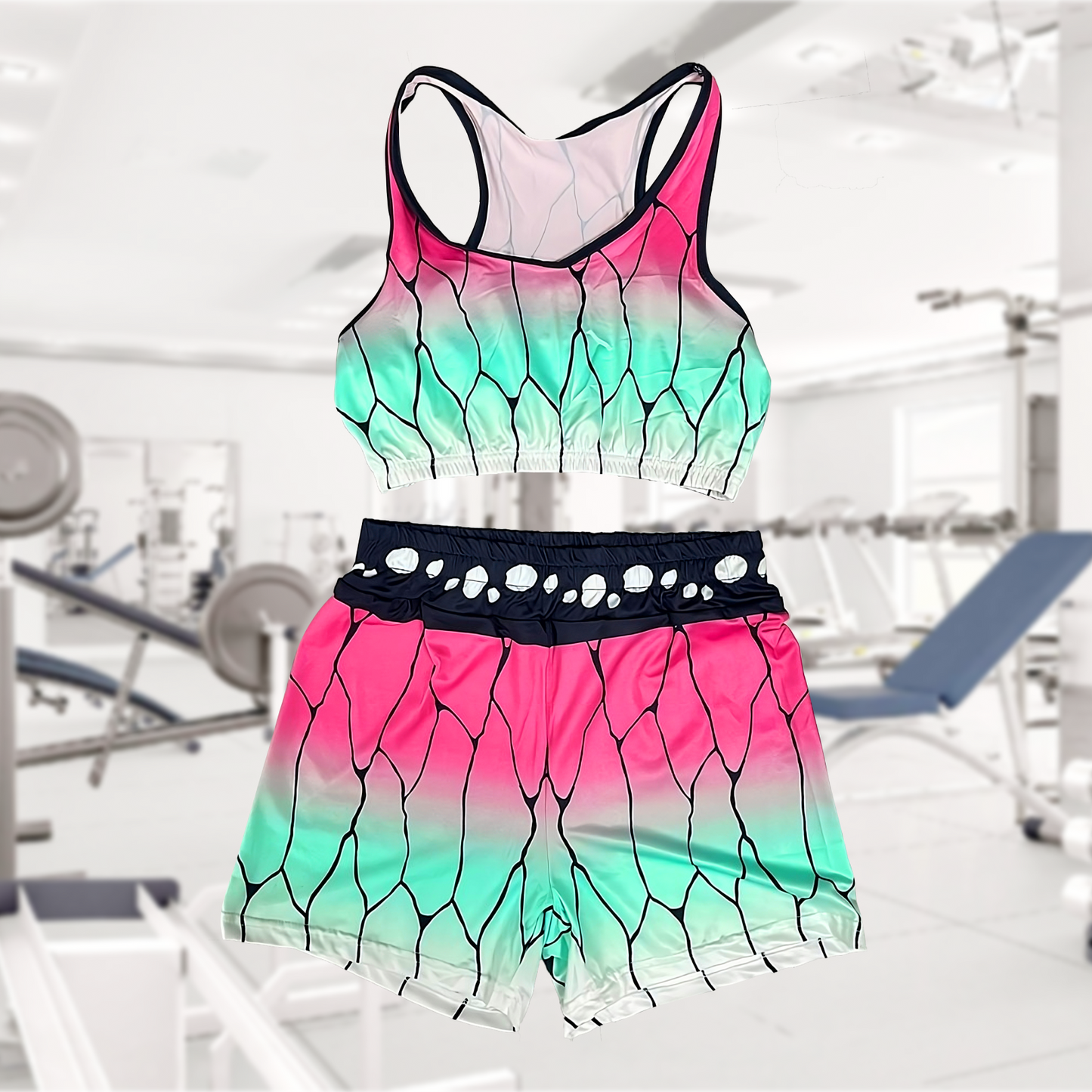 2pcs Set Anime Workout Outfits for Women Crown Limited Supply