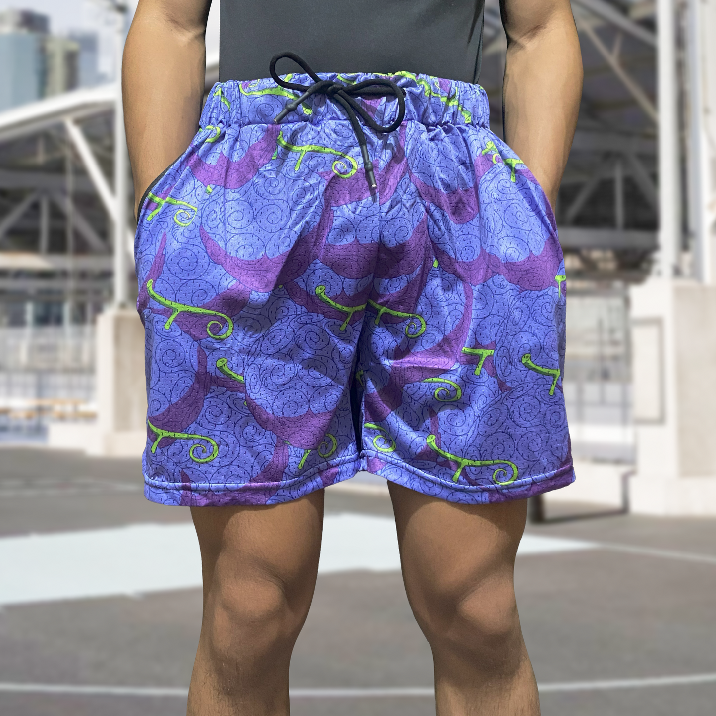 Red Cloud and Violet Gum Mesh Shorts