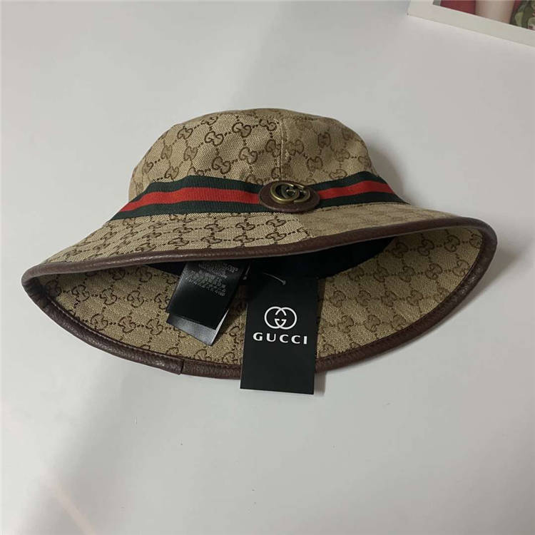 Green/Red Striped GG Design Bucket Hat
