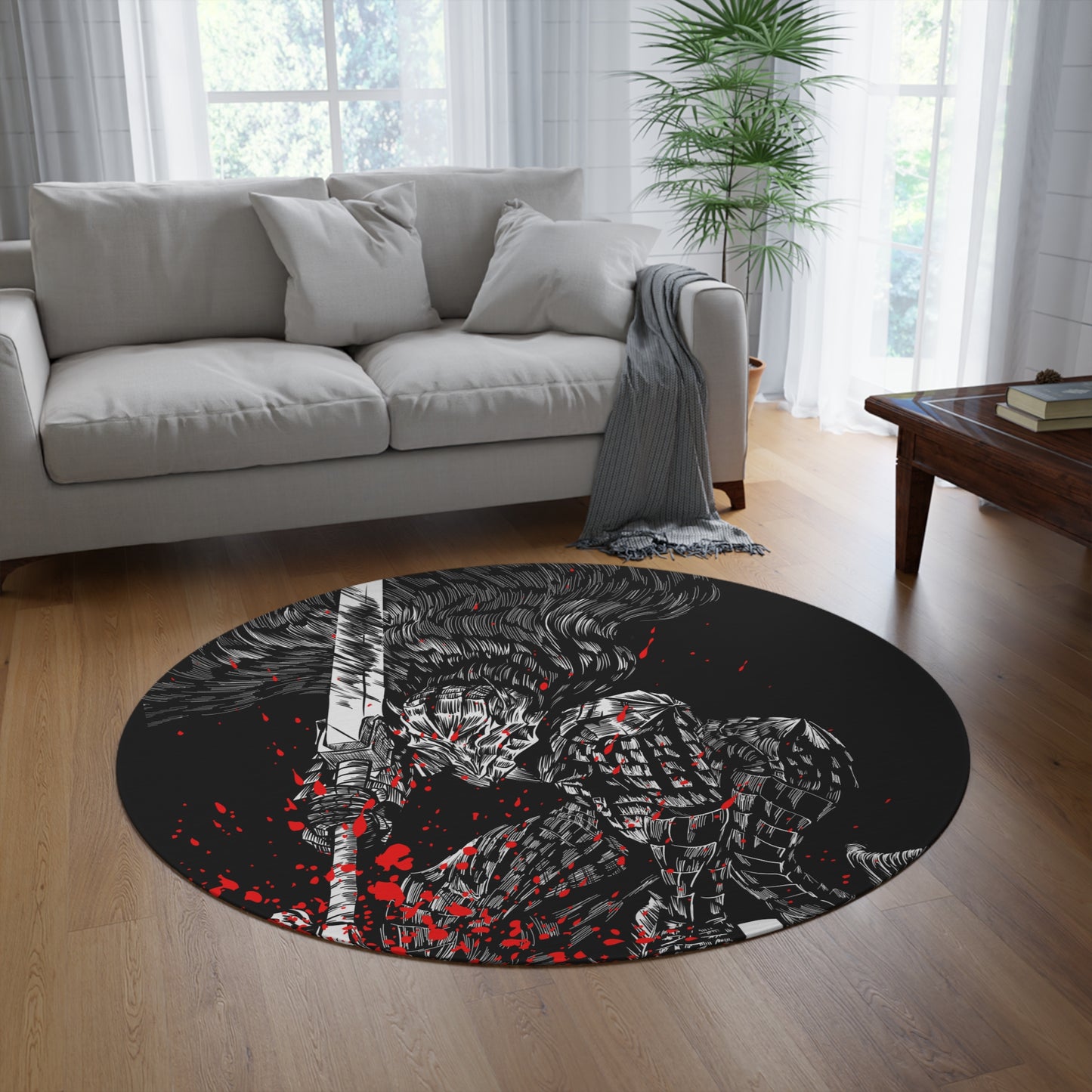 Bersrk Red Splatter Round Rug