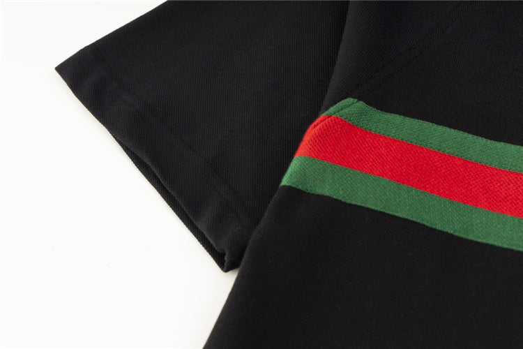 Black w/ Stripes GG Design Polo Shirt