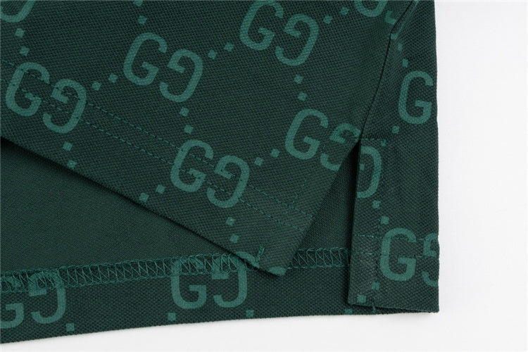 Green w/ Red Striped GG Design Polo Shirt