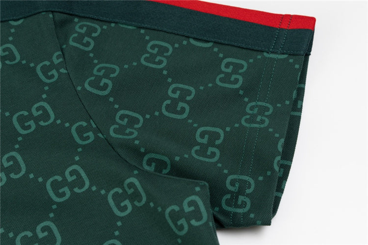 Green w/ Red Striped GG Design Polo Shirt