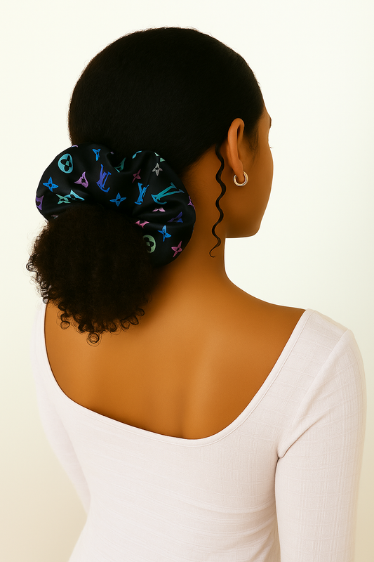 Black Rainbow Design Scrunchies