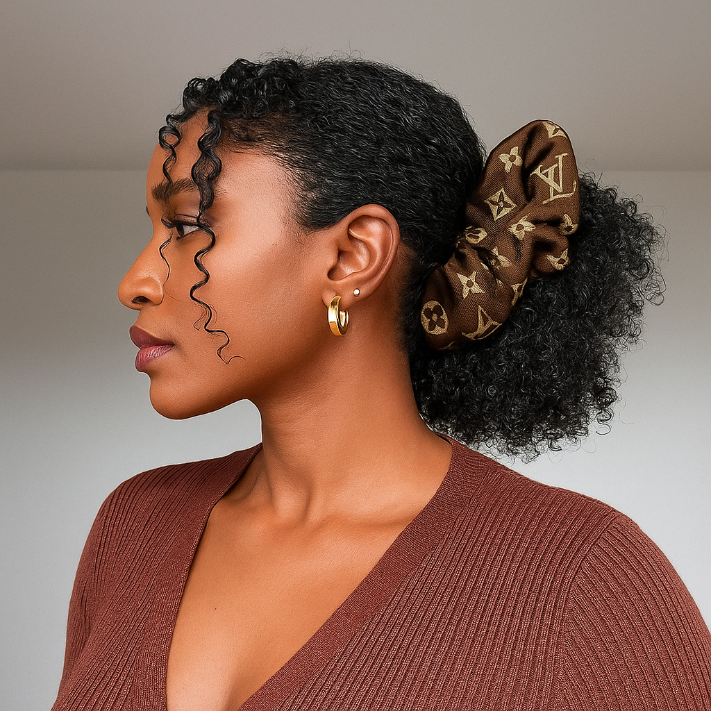 Dark Brown Design Scrunchies