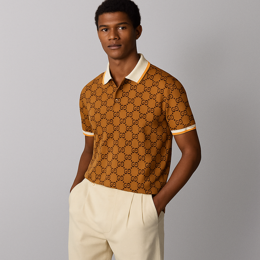 Brown GG Design Polo Shirt