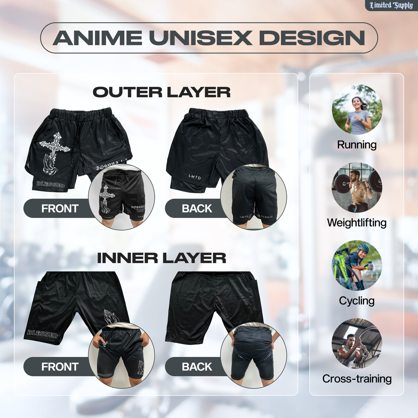 Black Cross Anime Shorts