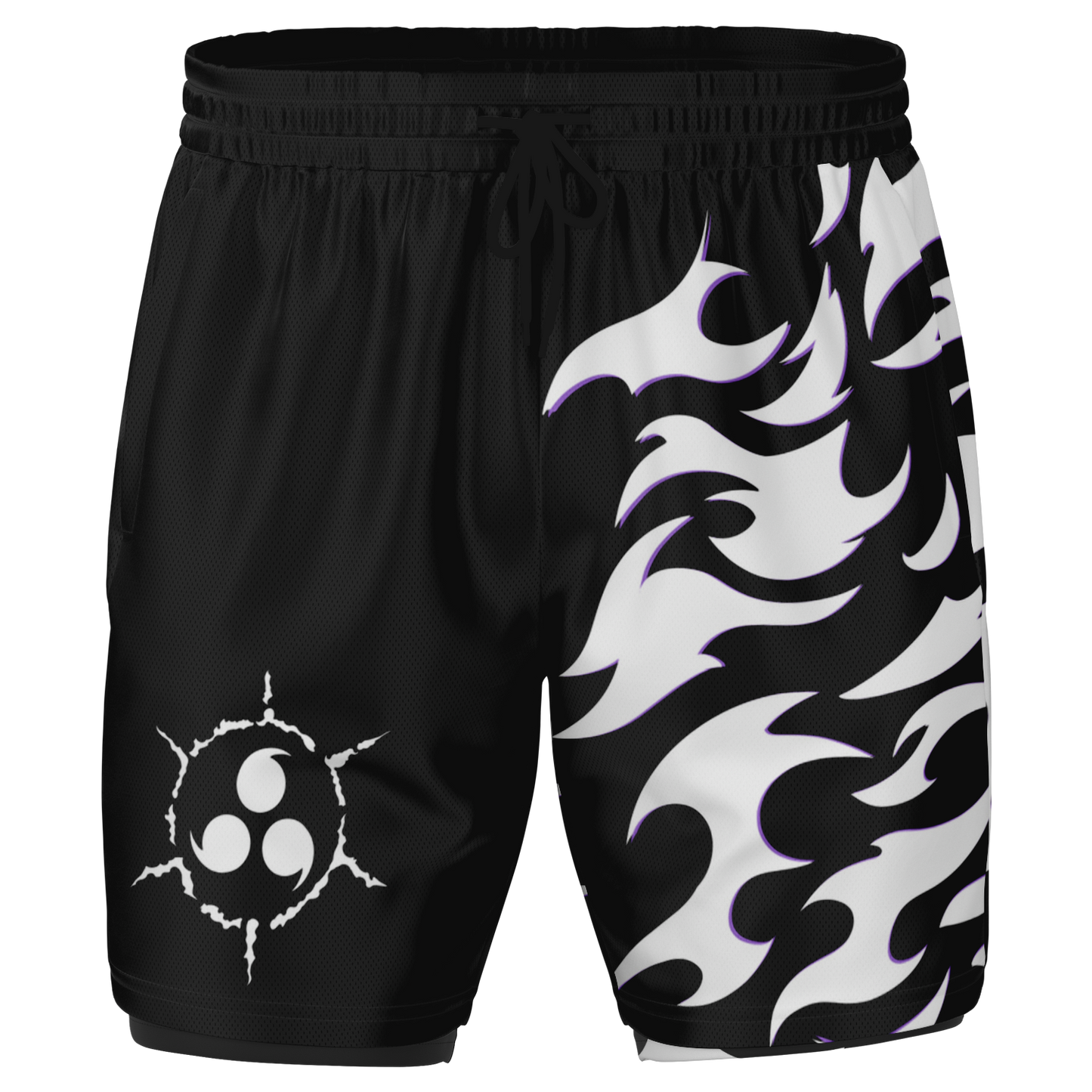 Curse Mark White Men's 2-in-1 Shorts - AOP