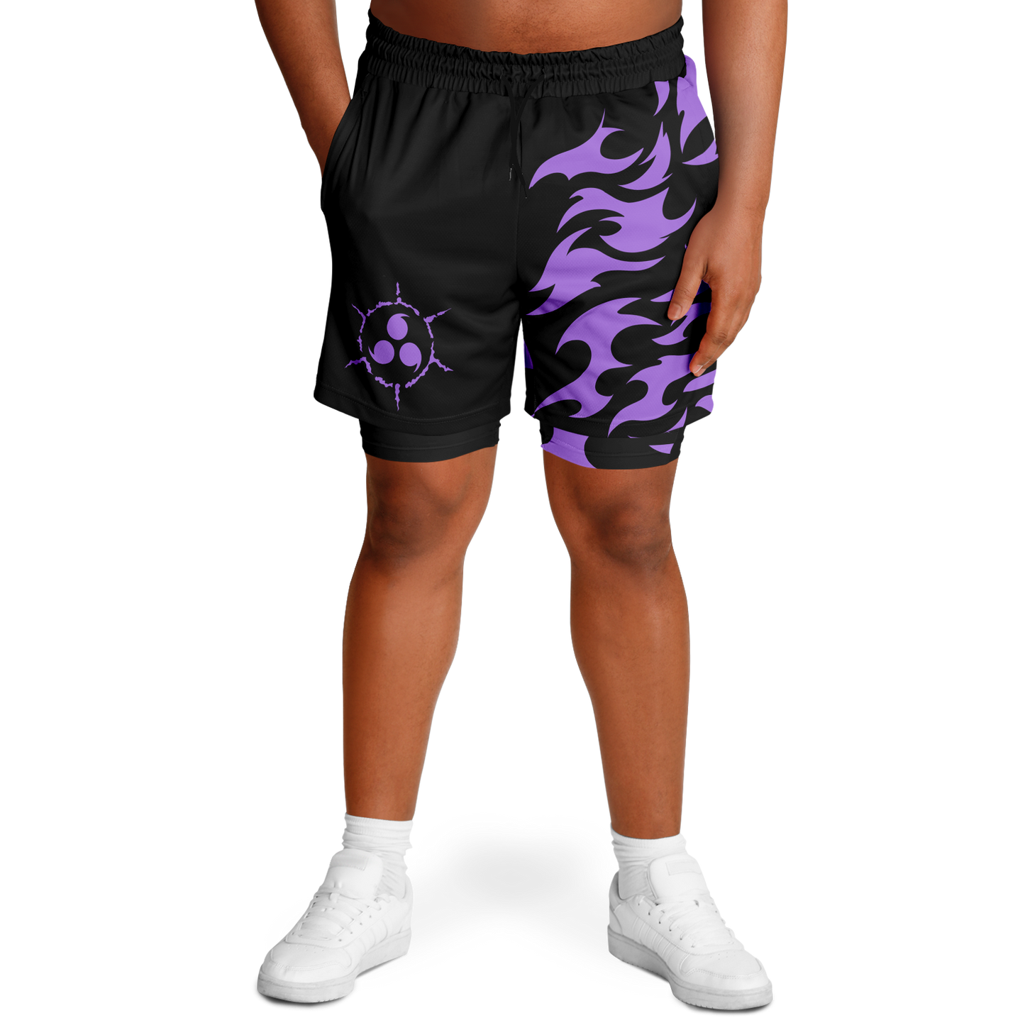 Curse Mark Purple Men's 2-in-1 Shorts - AOP