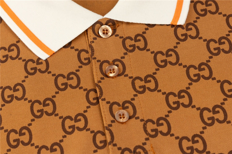 Brown GG Design Polo Shirt