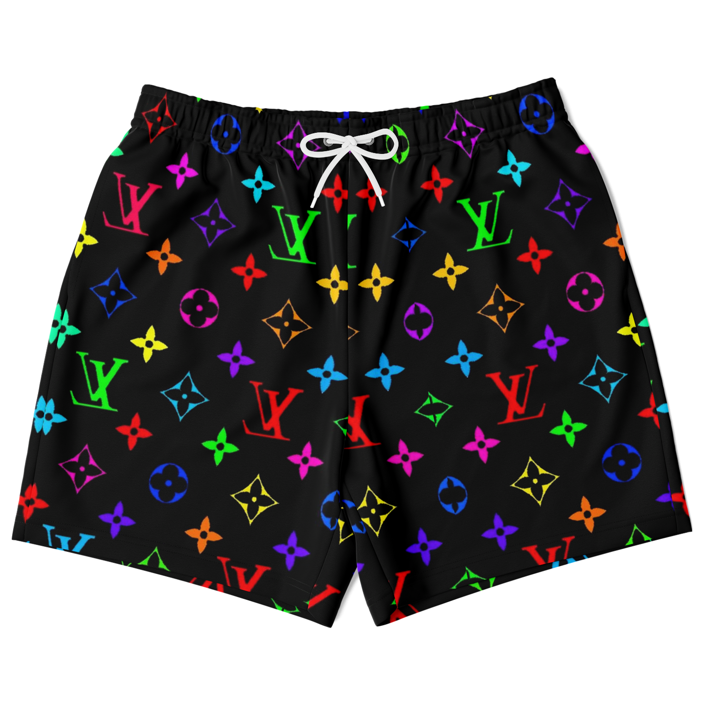 Black Multicolor LLV Design Shorts