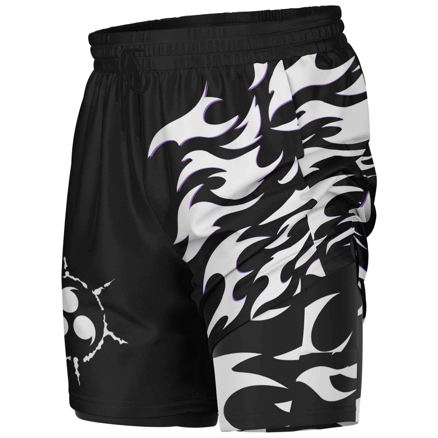 Curse Mark White Men's 2-in-1 Shorts - AOP