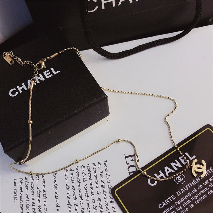 Gold CC Design Necklace