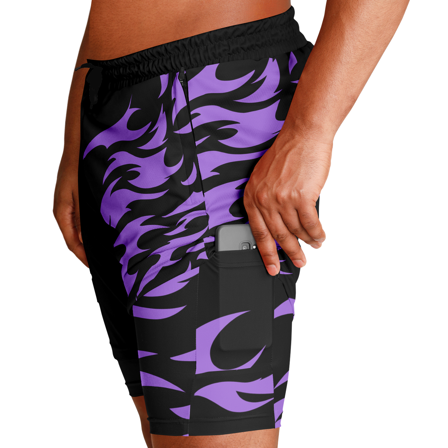 Curse Mark Purple Men's 2-in-1 Shorts - AOP
